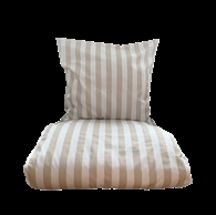 Omhu sengetøj - Block Strib Sand/hvid